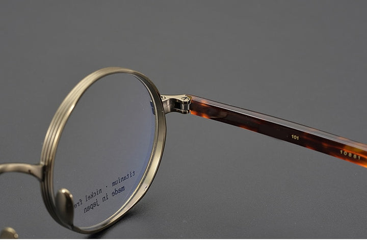 Yujo Unisex Full Rim Thick Round Titanium Acetate Eyeglasses Y041 Full Rim Yujo