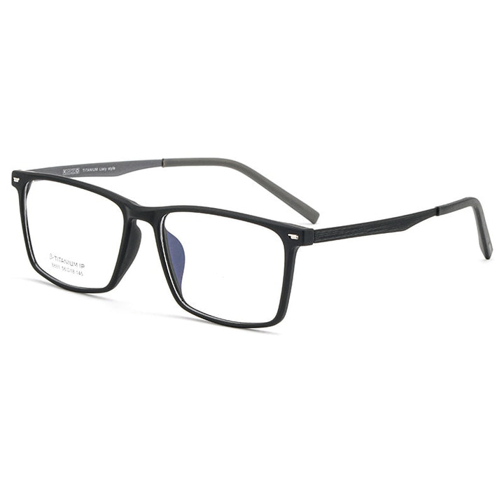 Yimaruili Men's Full Rim TR 90 Resin β Titanium Frame Eyeglasses 8881 Full Rim Yimaruili Eyeglasses Black Gray