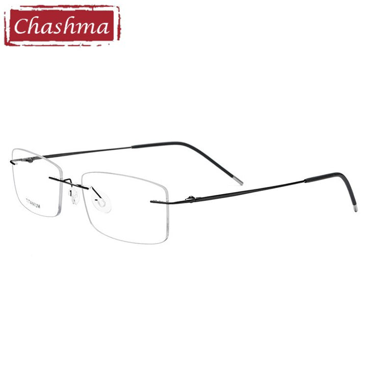 Chashma Men's RImless Rectangle Titanium Eyeglasses 3127 Rimless Chashma Black