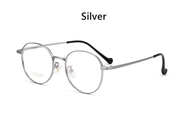 Yimaruili Men's Full Rim Round β Titanium Frame Eyeglasses T3933 Full Rim Yimaruili Eyeglasses