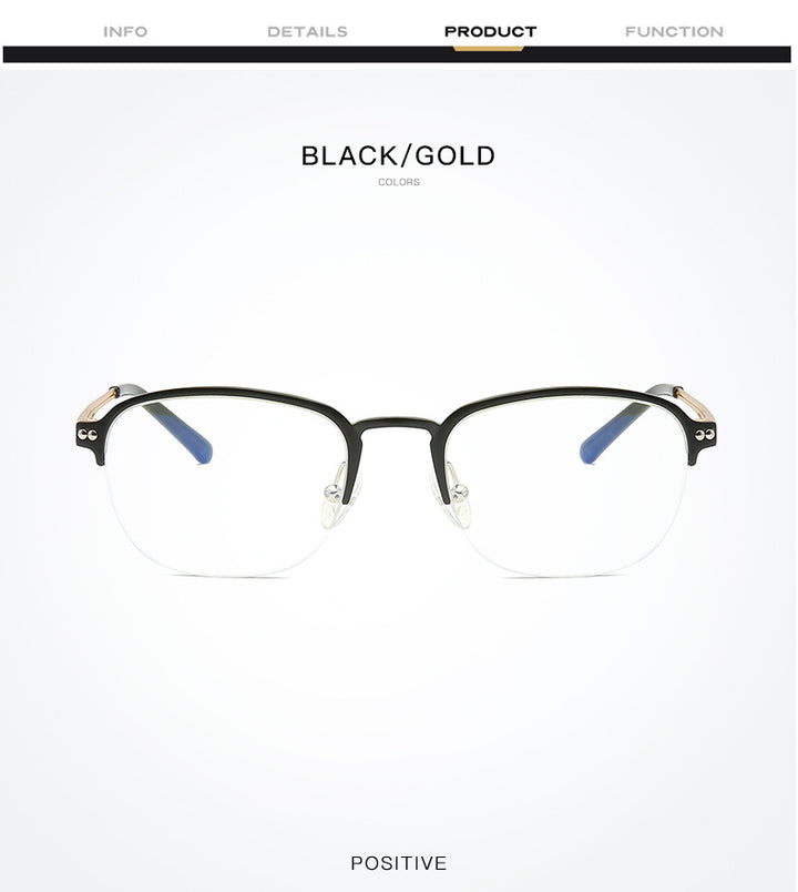 Hdcrafter Unisex Semi Rim Square Titanium Frame Eyeglasses 6097 Semi Rim Hdcrafter Eyeglasses