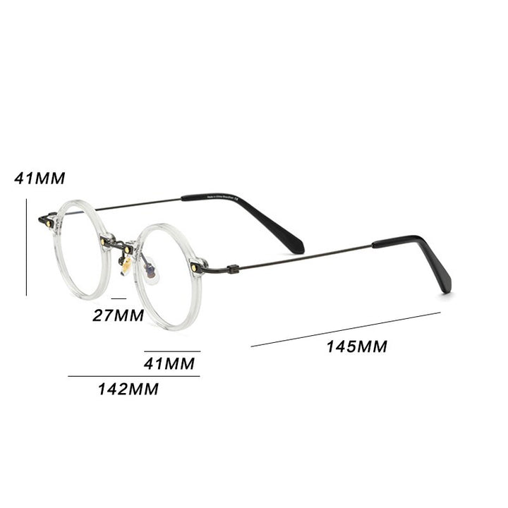 Gatenac Unisex Full Rim Round Acetate Titanium Frame Eyeglasses Gxyj577 Full Rim Gatenac