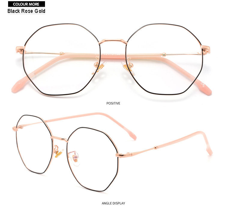 Hotony Unisex Full Rim Polygon Alloy Frame Spring Hinge Eyeglasses D879 Full Rim Hotony