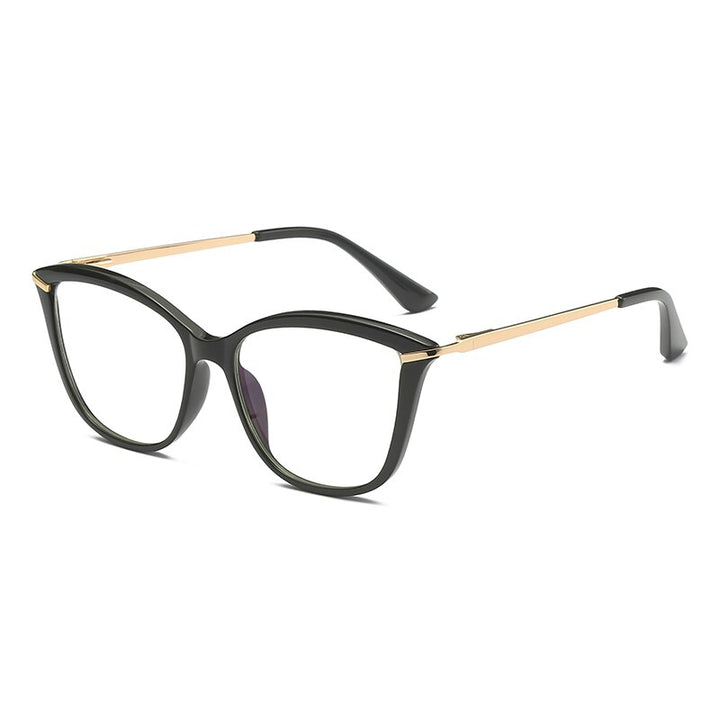 CCspace Unisex Full Rim Cat Eye Tr 90 Titanium Frame Eyeglasses 46911 Full Rim CCspace C1Black