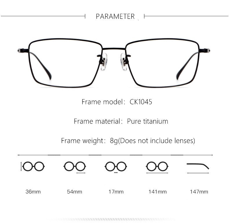 Yamaruili Men's Full Rim Titanium Alloy Frame Eyeglasses CK1045 Full Rim Yimaruili Eyeglasses