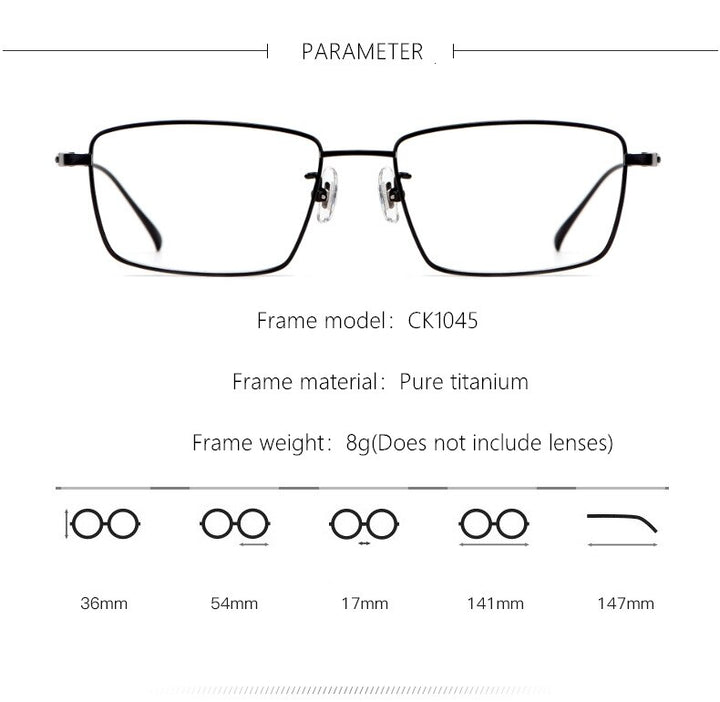 Yamaruili Men's Full Rim Titanium Alloy Frame Eyeglasses CK1045 Full Rim Yimaruili Eyeglasses