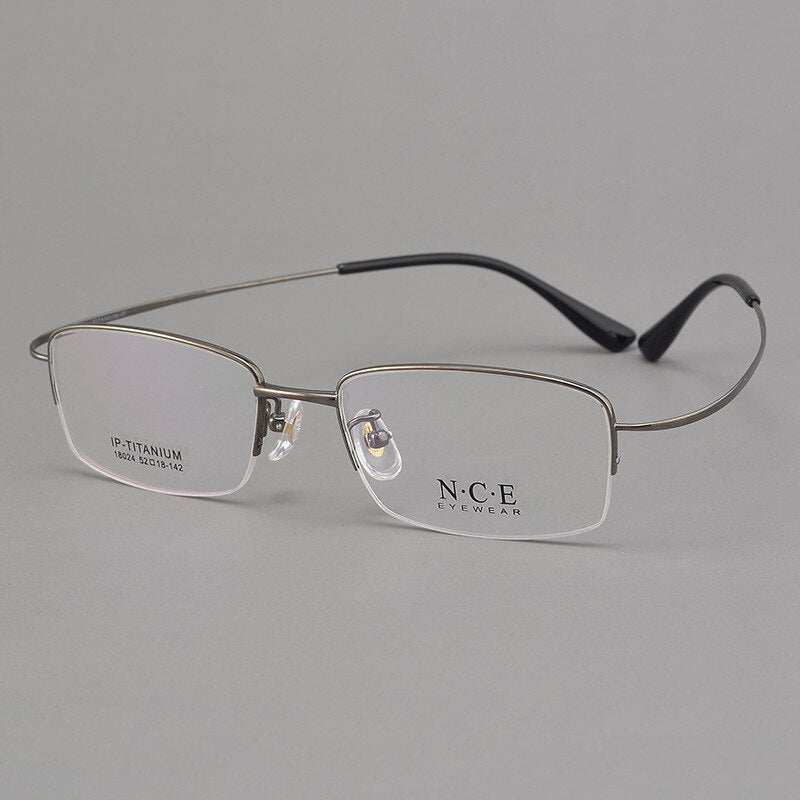 Men's Semi Rim Titanium Eyeglasses Sc18024 Semi Rim Bclear gray