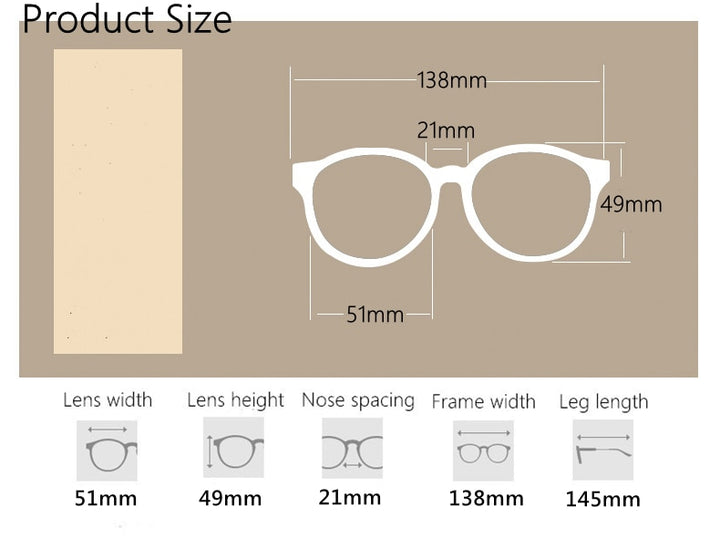 Yimaruili Unisex Full Rim Round Titanium Frame Eyeglasses 1901 Full Rim Yimaruili Eyeglasses