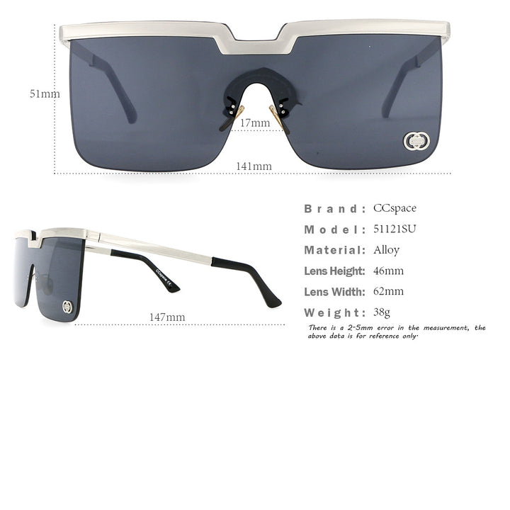 CCspace Women's Rimless Oversized Square One Lens Alloy Frame Sunglasses 51121 Sunglasses CCspace Sunglasses