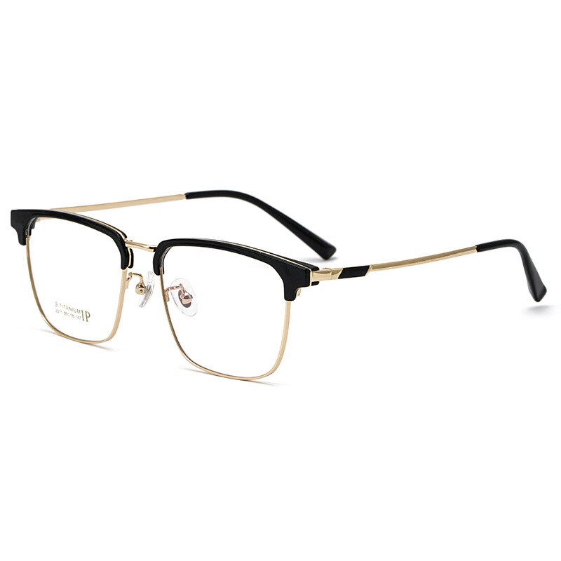 Yimaruili Men's Full Rim IP Plated β Titanium Square Frame Eyeglasses 2311YJ Full Rim Yimaruili Eyeglasses Black Gold