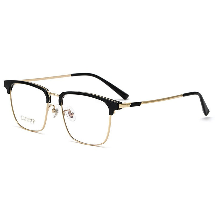 Yimaruili Men's Full Rim IP Plated β Titanium Square Frame Eyeglasses 2311YJ Full Rim Yimaruili Eyeglasses Black Gold