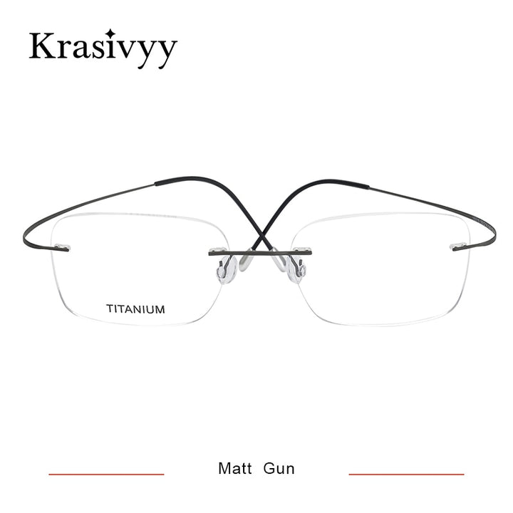 Krasivyy Unisex Rimless Square Screwless Titanium Eyeglasses Kr16016 Rimless Krasivyy Matt Gun