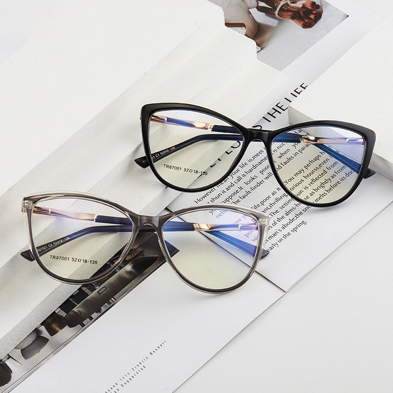 Hotony Woman's Full Rim Cat Eye TR 90 Resin Alloy Frame Eyeglasses 7001 Full Rim Hotony