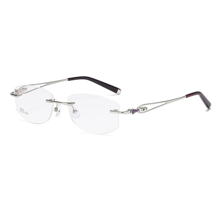 Zirosat 58111 Women's Eyeglasses Alloy Tint Lenses Diamond Cutting Rimless Titanium Rimless Zirosat silver purple