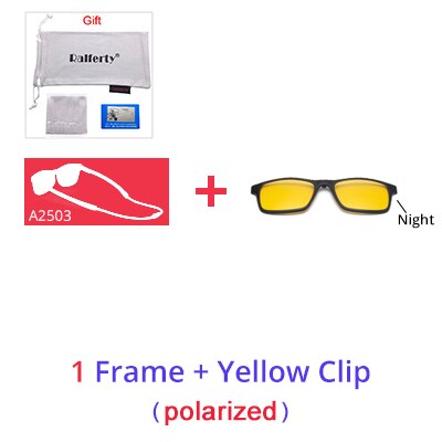 Ralferty Women's Full Rim Square Acetate Reading Glasses Clip On Sunglasses A2503 Reading Glasses Ralferty 1 Frame Yellow Clip Anti blue 0 Degree