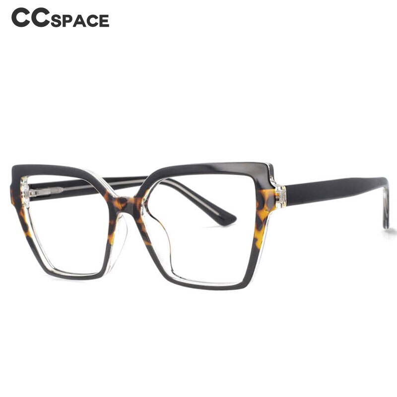 CCspace Women's Full Rim Oversized Square Cat Eye Tr 90 Titanium Frame Eyeglasses 53683 Full Rim CCspace