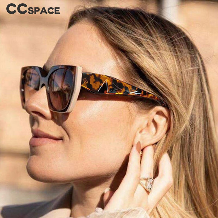 CCspace Women's Full Rim Square Cat Eye Resin Frame Sunglasses 53222 Sunglasses CCspace Sunglasses