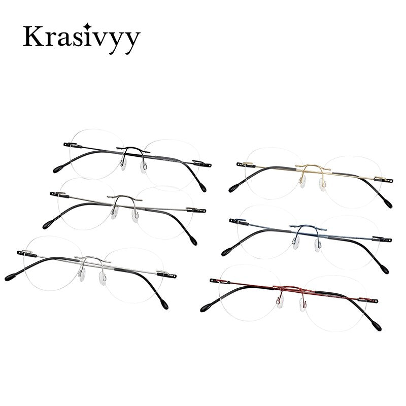 Krasivyy Unisex Rimless Round Titanium Eyeglasses Kr16072 Rimless Krasivyy