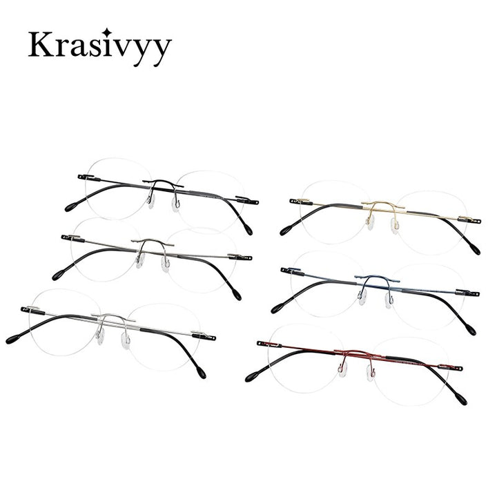 Krasivyy Unisex Rimless Round Titanium Eyeglasses Kr16072 Rimless Krasivyy
