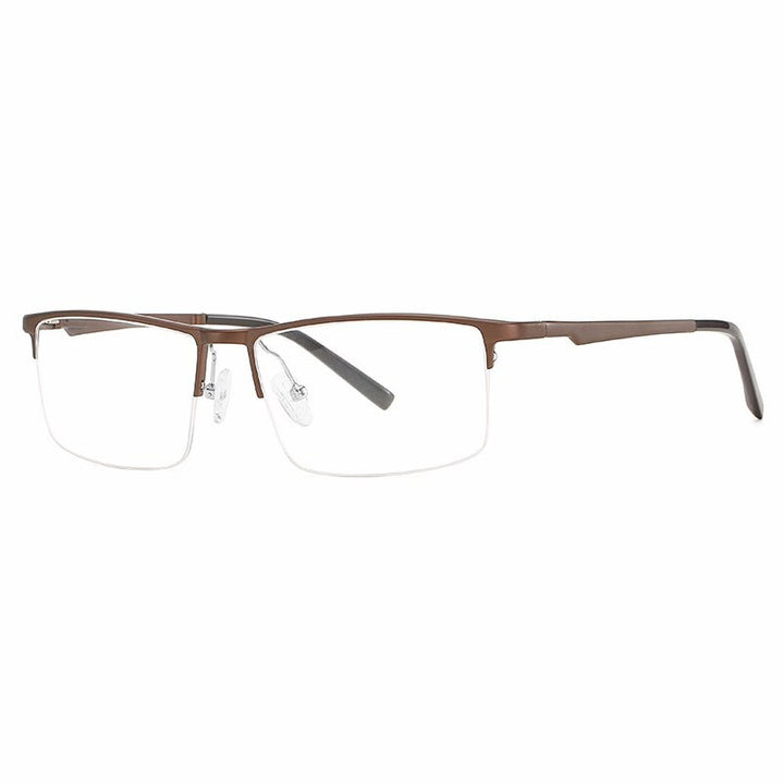 Hotochki Unisex Semi Rim Aluminum Magnesium Alloy Frame Eyeglasses 6331 Semi Rim Hotochki Auburn