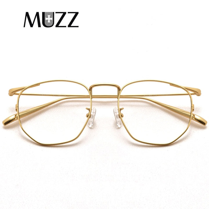Muzz Men's Full Rim Round Polygon Titanium Frame Eyeglasses S10901 Full Rim Muzz