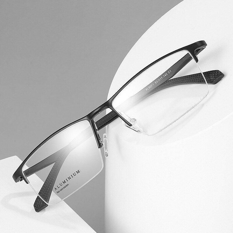 Reven Jate Men's Semi Rim Square Aluminum Eyeglasses B2037 Semi Rim Reven Jate