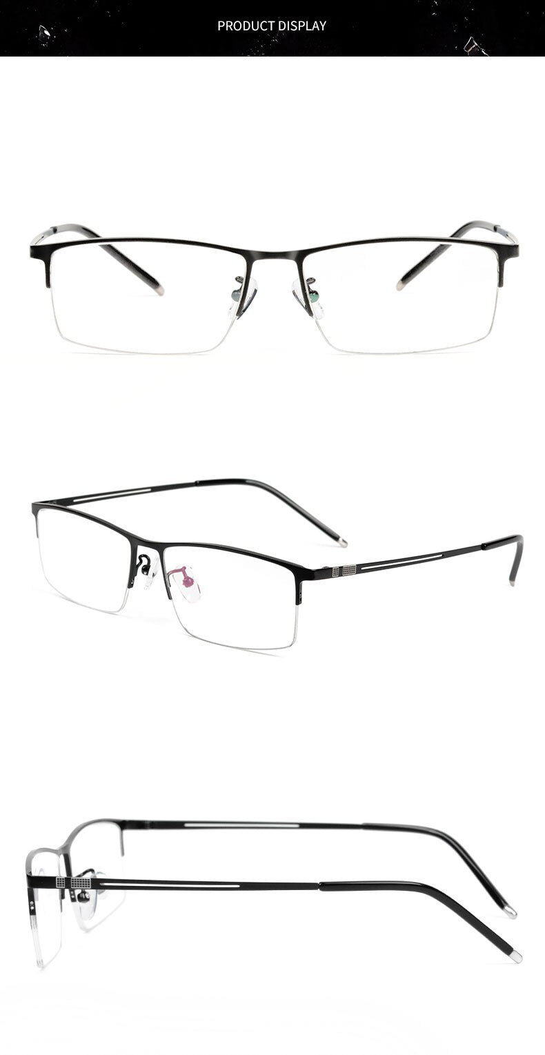 Reven Jate Men's Semi Rim Square Titanium Eyeglasses Ej8606 Semi Rim Reven Jate