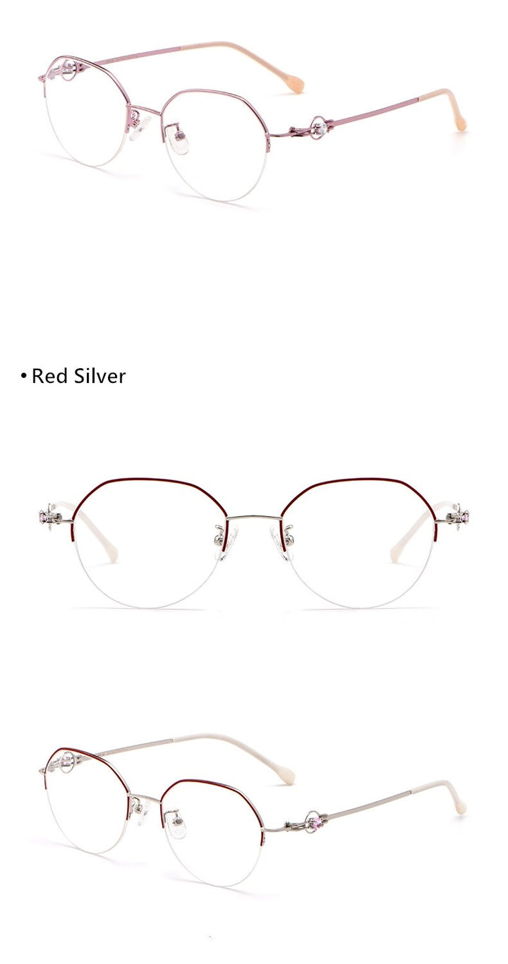 Yimaruili Unisex Semi Rim Alloy Frame Eyeglasses 8001Z Semi Rim Yimaruili Eyeglasses