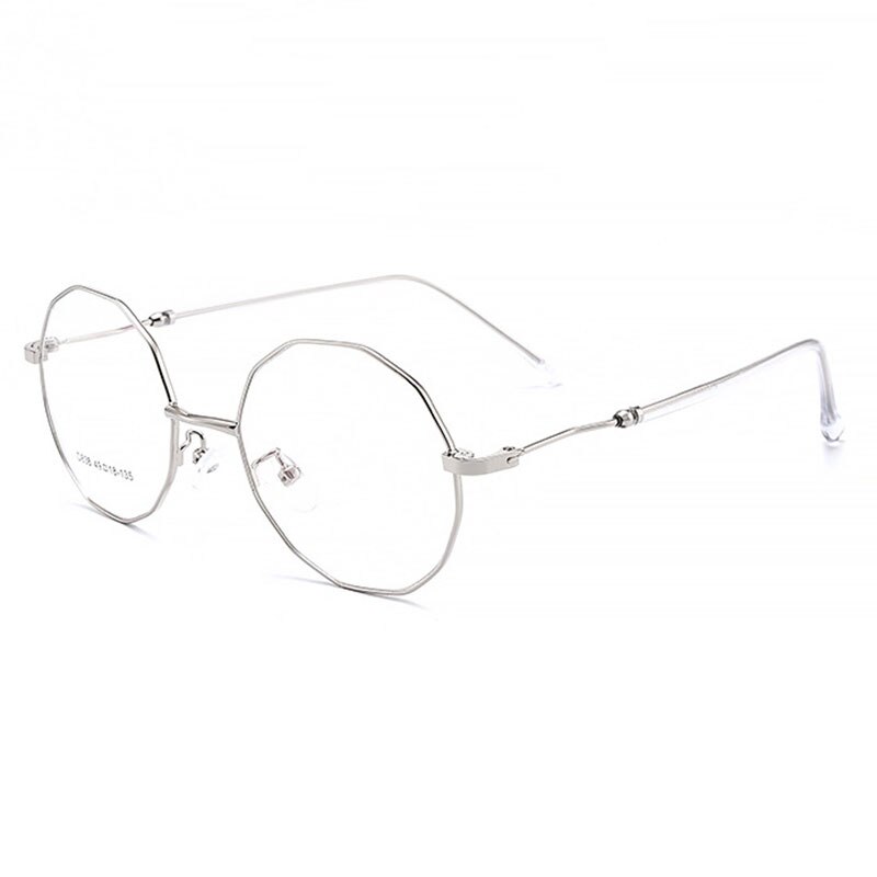 Hotony Unisex Full Rim Polygon Round Alloy Frame Spring Hinge Eyeglasses D838 Full Rim Hotony Silver  
