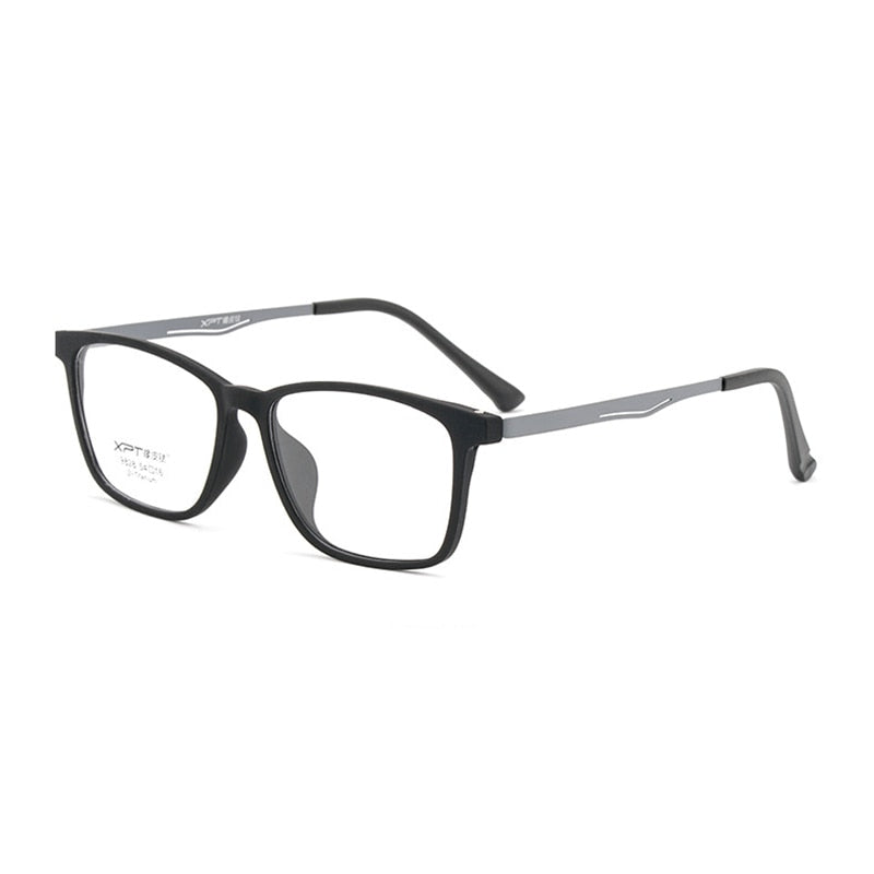 Hotony Unisex Full Rim Square TR 90 Resin B Titanium Frame Eyeglasses 9828 Full Rim Hotony BlackGray