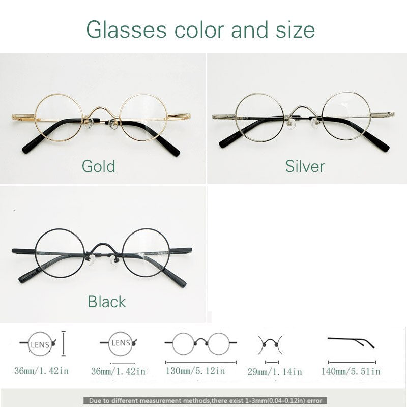Yujo Unisex Small Round Eyeglasses Alloy Full Rim 811001 Full Rim Yujo