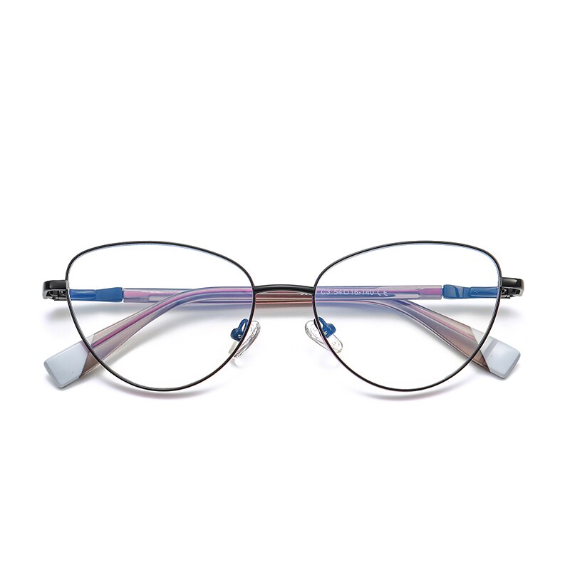 Gmei Women's Full Rim Alloy Cat Eye Frame Eyeglasses 3020 Full Rim Gmei Optical C3 Black Rose Pink