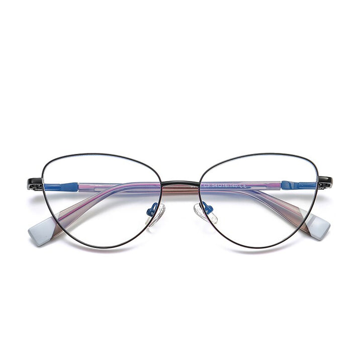 Gmei Women's Full Rim Alloy Cat Eye Frame Eyeglasses 3020 Full Rim Gmei Optical C3 Black Rose Pink