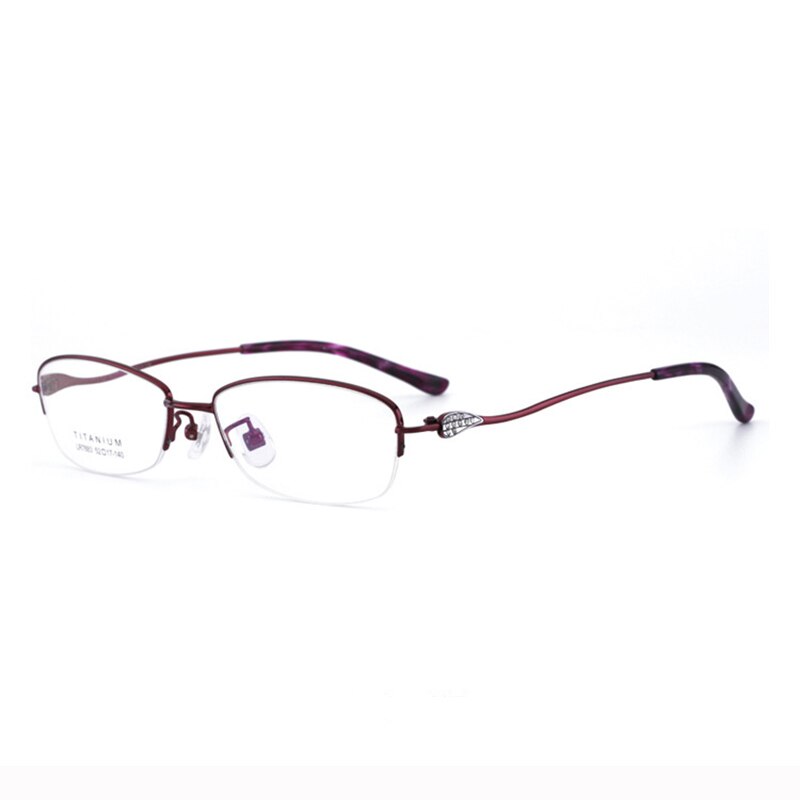 Women's Semi Rim IP Electronic Titanium Plated Frame Lr7883 Semi Rim Bclear dark red