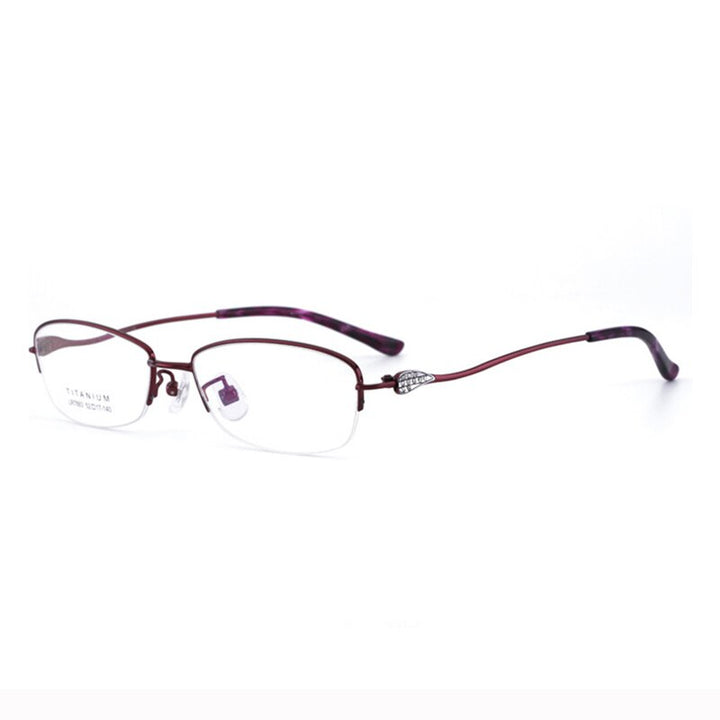 Women's Semi Rim IP Electronic Titanium Plated Frame Lr7883 Semi Rim Bclear dark red