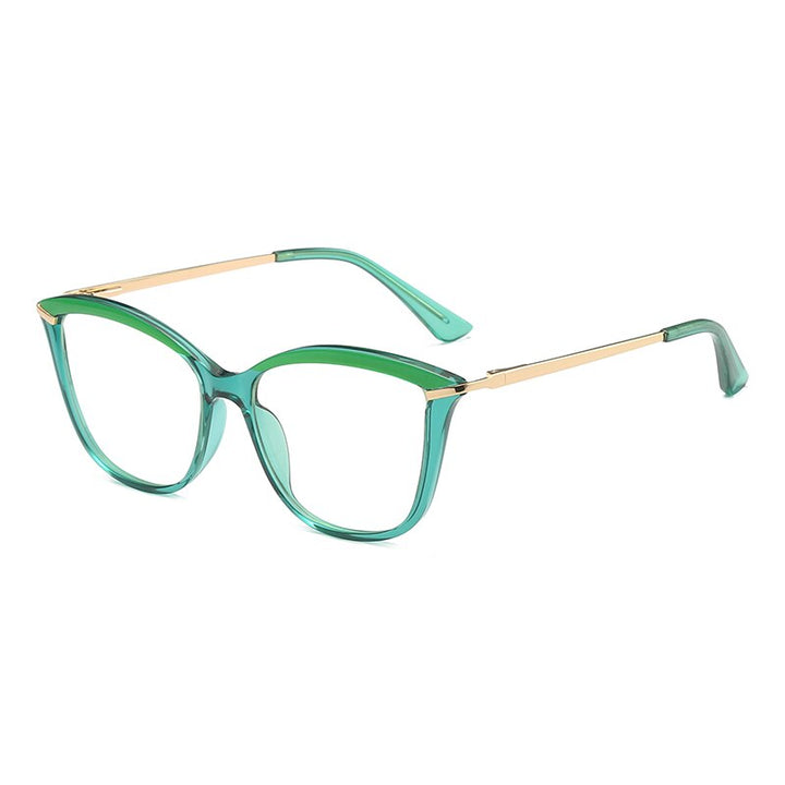 CCspace Unisex Full Rim Cat Eye Tr 90 Titanium Frame Eyeglasses 46911 Full Rim CCspace C6Green