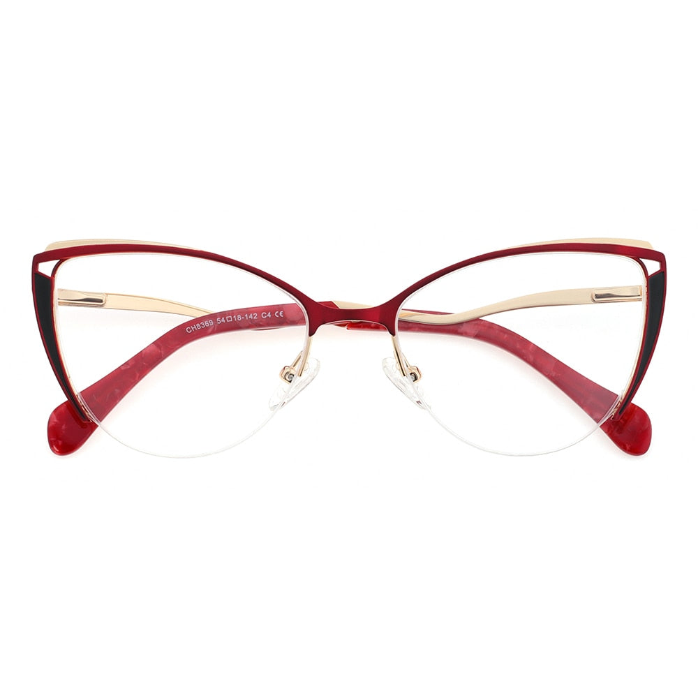 Laoyehui Women's Eyeglasses Cat Eye Alloy Reading Glasses 8369-1 Reading Glasses Laoyehui 0 Red