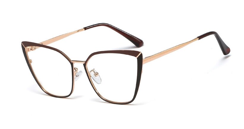 CCspace Unisex Full Rim Square Cat Eye Alloy Frame Eyeglasses 48104 Full Rim CCspace C9 brown