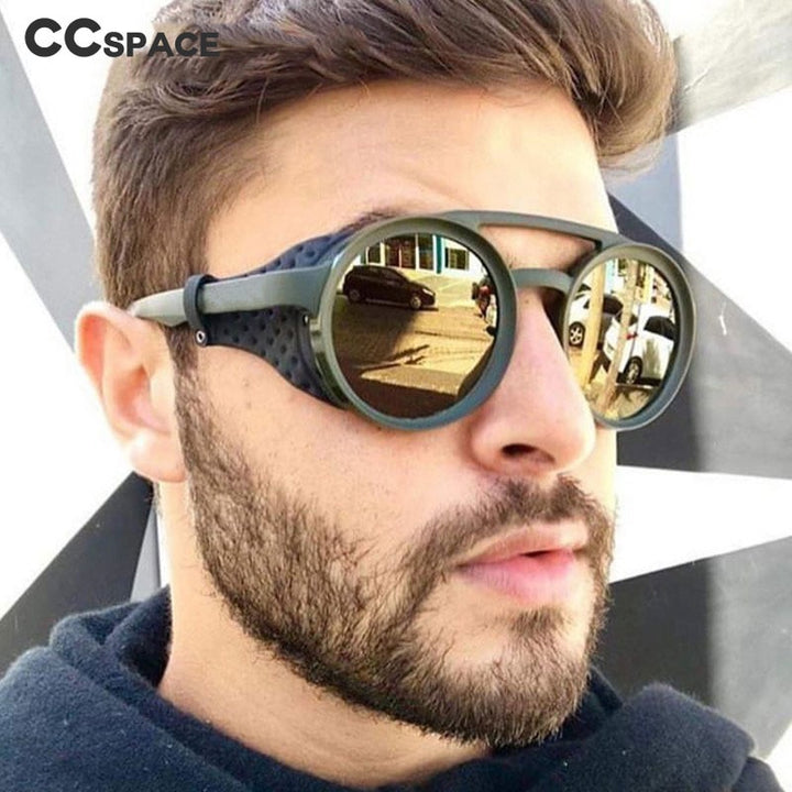 CCspace Men's Full Rim Round Resin Double Bridge Frame Sunglasses 45746 Sunglasses CCspace Sunglasses