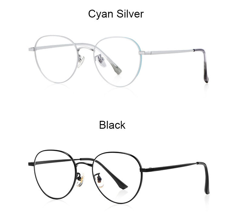Hotony Women's Full Rim Round Beta Titanium Frame Spring Hinge Eyeglasses T3927 Full Rim Hotony