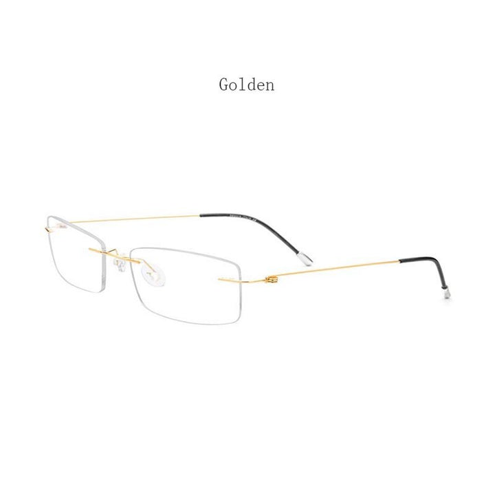 Hdcrafter Women's Rimless Rectangle Titanium Frame Eyeglasses P8361 Rimless Hdcrafter Eyeglasses gold