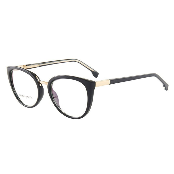 Hotony Women's Full Rim Round Cat Eye Acetate Eyeglasses 7003 Full Rim Hotony Black
