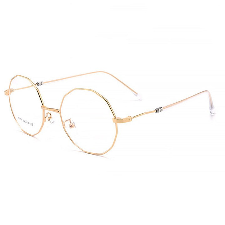 Hotony Unisex Full Rim Polygon Round Alloy Frame Spring Hinge Eyeglasses D838 Full Rim Hotony