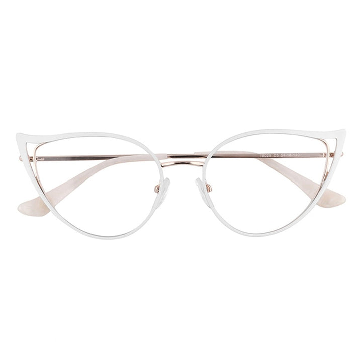 Laoyehui Women's Full Rim Cat Eye Alloy Frame Reading Glasses Anti Blue Light White 90161 Reading Glasses Laoyehui 0 White