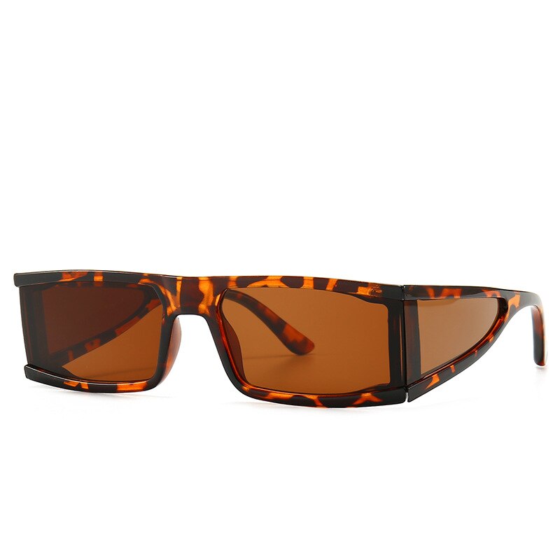 CCSpace Unisex Full Rim Rectangle Resin Goggle Frame Sunglasses 46198 Sunglasses CCspace Sunglasses C4 leopard tea  