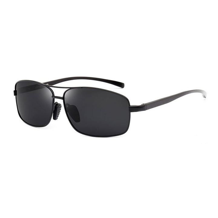 Reven Jate Men's Full Rim Rectangle Alloy Polarized Sunglasses 2458 Sunglasses Reven Jate black-grey