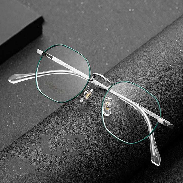 Hotochki Unisex Full Rim Polygon Beta Titanium Eyeglasses T3956 Full Rim Hotochki