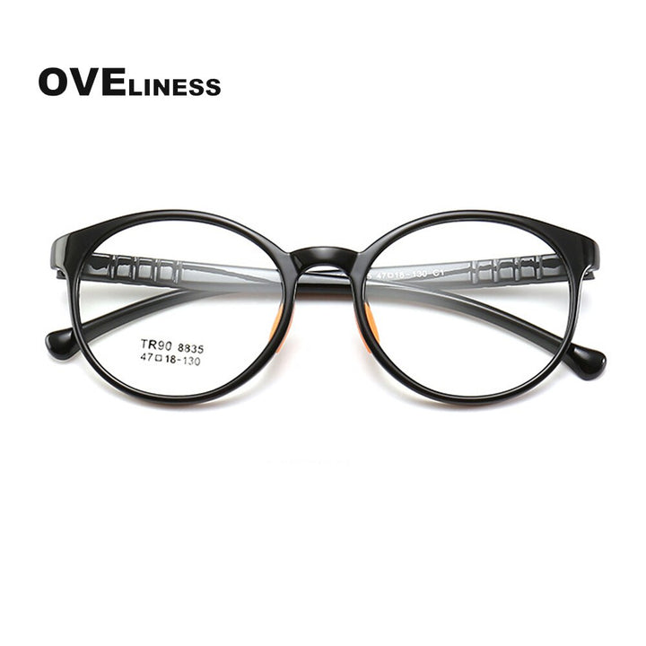 Oveliness Children's Unisex Full Rim Round Tr90 Titanium Eyeglasses 8835 Full Rim Oveliness black