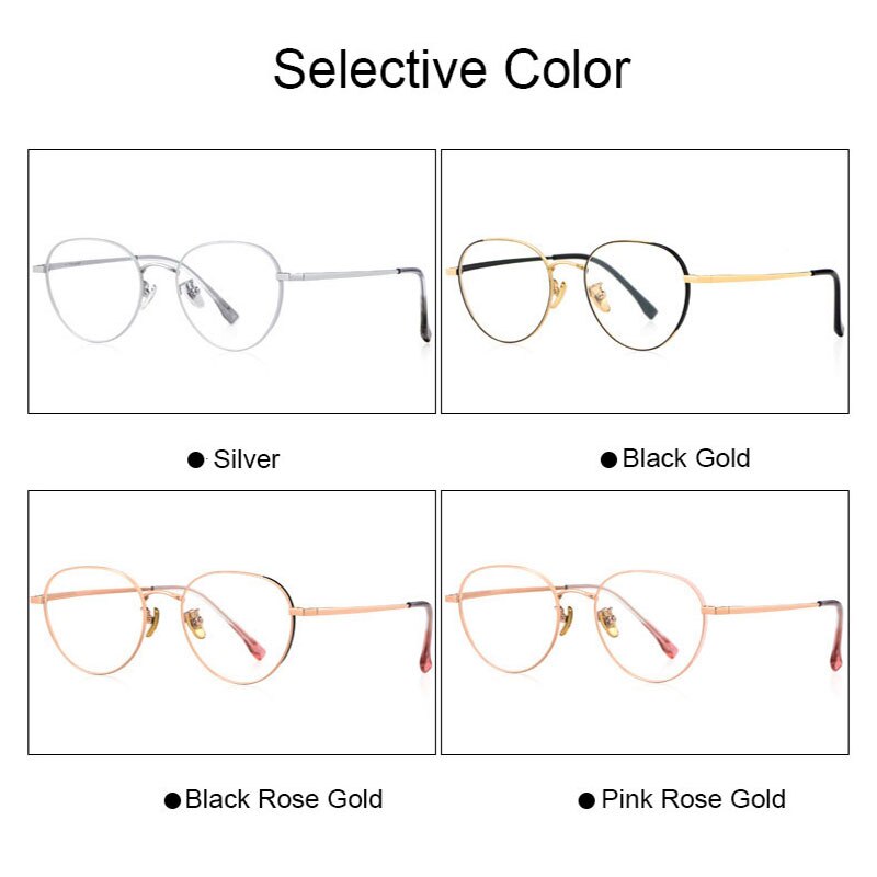 Hotony Women's Full Rim Round Beta Titanium Frame Spring Hinge Eyeglasses T3927 Full Rim Hotony