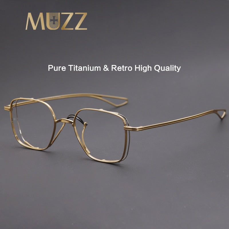 Muzz Unisex Full Rim Square Titanium Frame Eyeglasses T7024 Full Rim Muzz